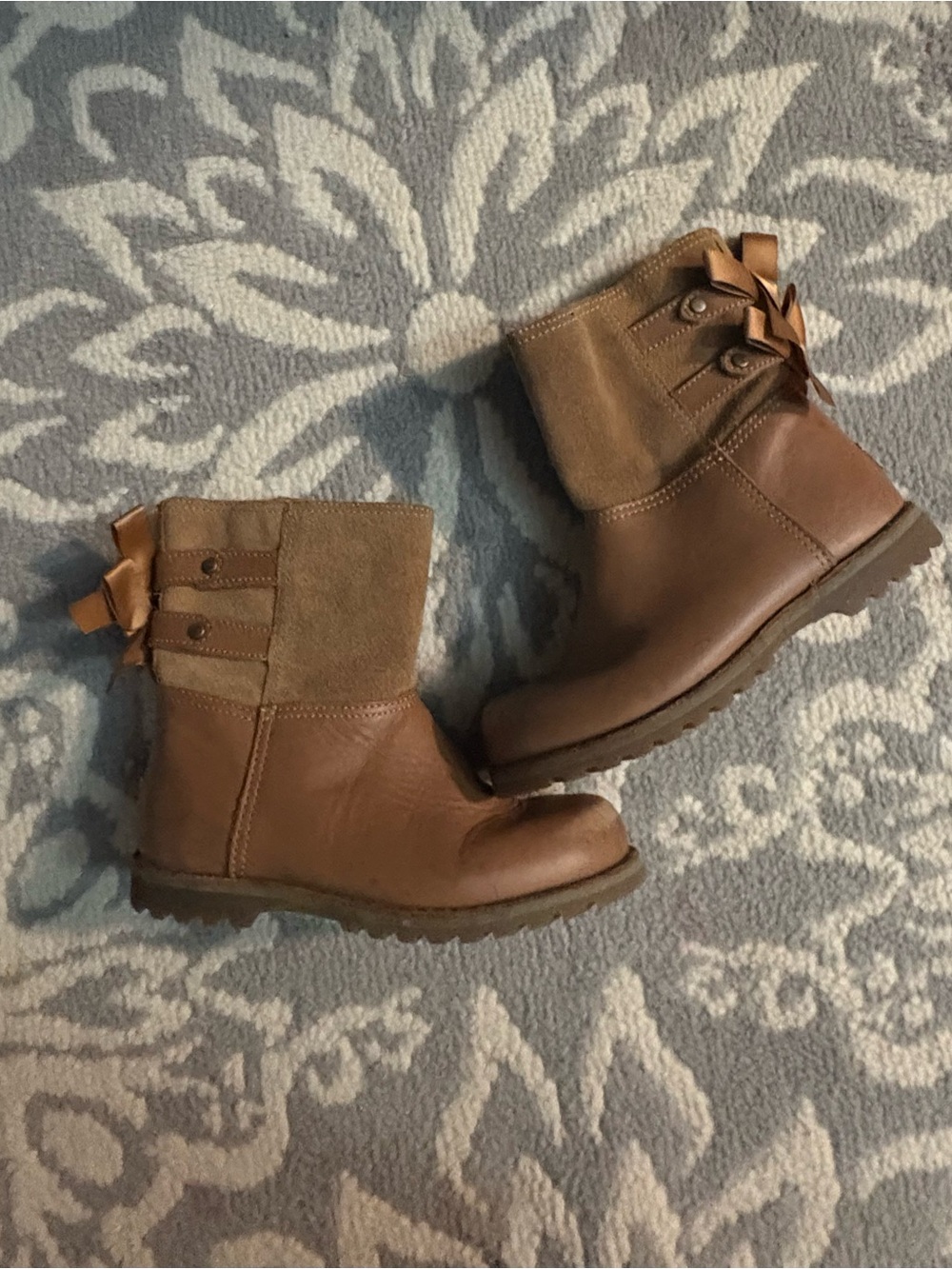 UGG Girls Brown Bow Accent Boots